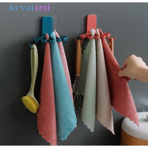 Flower-shaped Towel Hanger with Hooks Wall-mounted Kitchen Bathroom Storage Rack Spatula Holder Towel Rack Bathroom Organizer