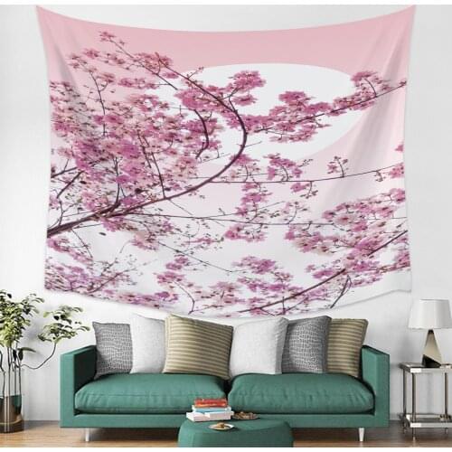 Cherry Tree Under The Moon Japan Wall Tapestry Cover Beach Towel Picnic Yoga Mat Home Decoration
