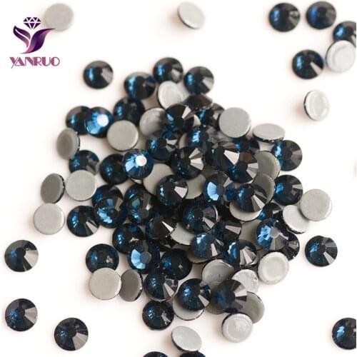 YANRUO 2058HF Montana Hot Fix Rhinestones Glass of Rhinestone Crystals and Stones for Wedding Decorations Crystal Diamond Shine