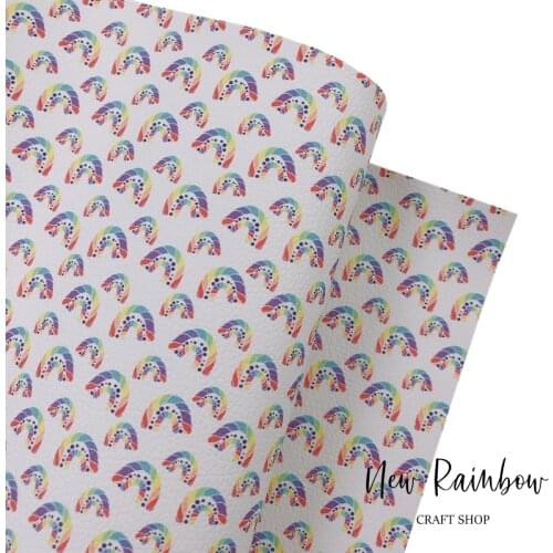 New Rainbow Kids Design A Boho Rainbow Print Faux Leatherette In 30x138cm/Roll For DIY Baby Bows, Shoes, Bags, Homedeco