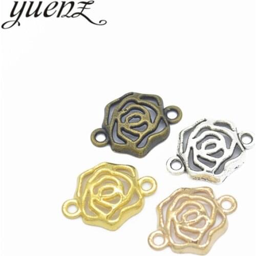 YuenZ 20pcs 4 Colors Antique silver color flower Zinc alloy Jewelry DIY Charms Pendant Necklace,Eearrings 20*15mm Q158