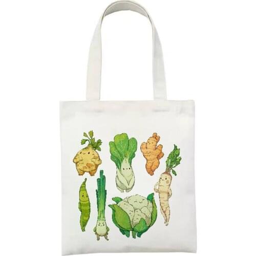 Women Handbag With Vegetable And Fruit Printing Fashion Shoulder Bag Classic Ladies Shopping Simple Female Casual Girls Tote