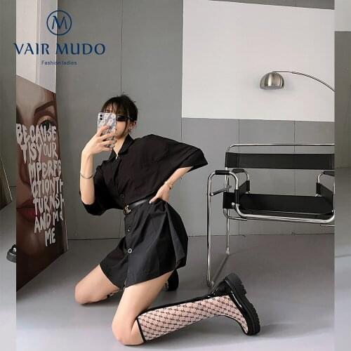 VAIR MUDO Spring Autumn Modern Boots Shoes Women Thick Bottom High Heels Air Mesh Elegant Sexy Boots Female Shoes WM-C5