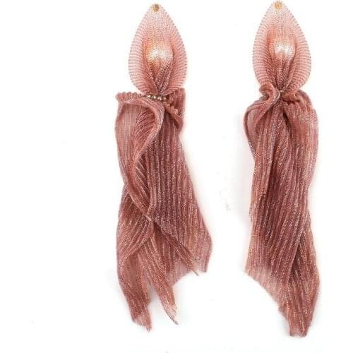 Simulated Pearl Silk Thread Statement Drop Dangle Long Earrings for Women Florate Brand Acrylic Crystal Bead Party Jewelry New