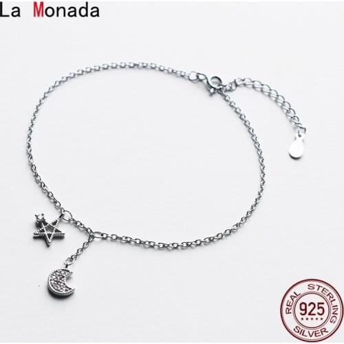 La Monada 16+3cm Fine Silver 925 Jewelry Bracelet Female Woman Star Moon Minimalist Bracelets For Women Silver 925 Sterling