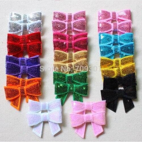 1000pcs/lot 2.1" Sequin Bows,Girls Hair Bows Wholesale Sequin Bows, Bow Knot Applique 14Colors