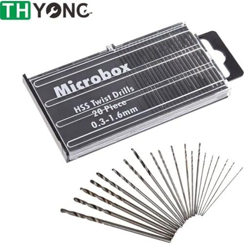 20Pcs 0.3mm-1.6mm Mini HSS Micro High Speed Steel Twist Drill Bit Set Woodworking Plastic Model Craft With Case Repair Parts