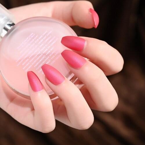 24pcs Matte Fake Nail Patch Solid Color Glue Type Removable Short Paragraph Fashion Manicure False Save Time Nails Patch