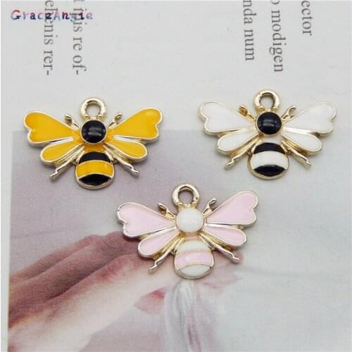 6pcs/pcs Fashion Animals charms for jewelry making Enamel Bee Drop Earrings Pendant Handmade Accessories Brooch Pins Keychain