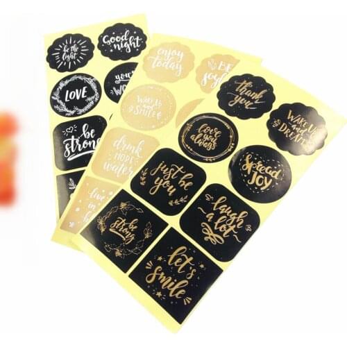 800pcs/lot Best Wishes Black Kraft Adhesive Seal Stickers Decoration Label Diy Seal Sticker Paper Gifts for Homemade