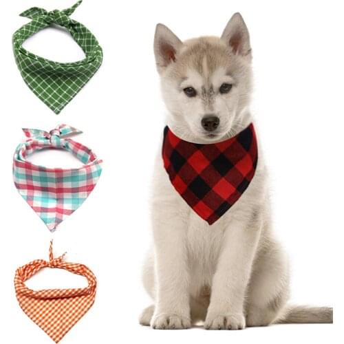 Dog Bandanas Plain Puppy Bg Dog Accessories for Small Large Dogs Plaid Pet Bib Triangular Bandage Cat Scarf Mascotas Products