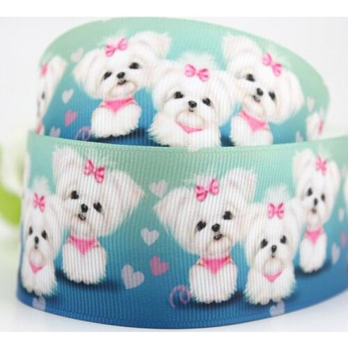 Free shipping cartoon animal decor ribbons pupy dog printed grosgrain ribbon 50 yards handmade fabric gift packing tape