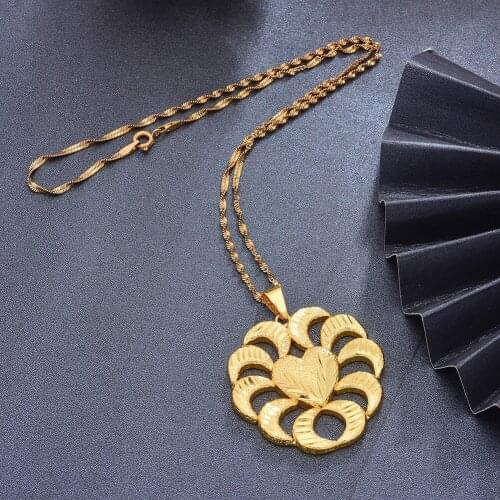 Gold Color Africa Birthday Party Party Dubai Pendant Heart Chain Necklaces Wife Jewelry For Women Men