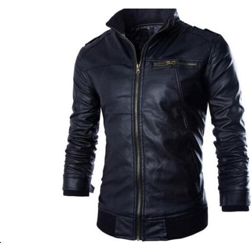 Black and khaki color men Casual pu Jacket Coat collar locomotive 3XL jackets brand new winter mens pu leather jackets zipper