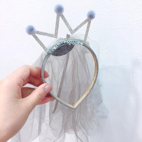 Crown Mesh Veil Headband Suppiles Kid Flower Girl Dress Wedding Decoration Hairband Birthday Gift Party Decor Christmas
