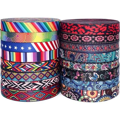 5 yards Colorful Geometric Printed Double-sided Thermal Transfer Ribbon For DIY Craft Bow Gifts Wrapping Sewing Accessories