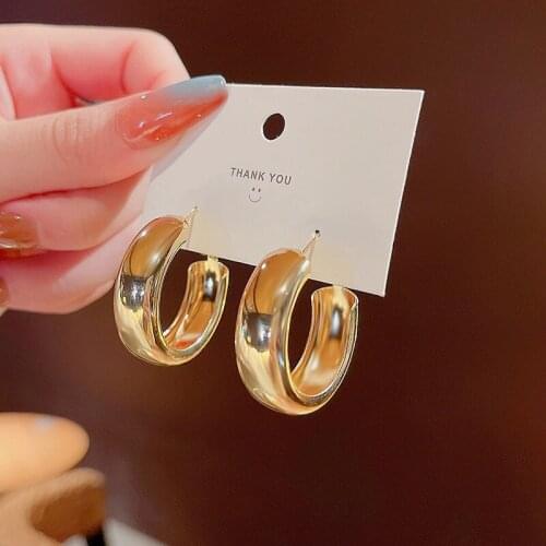 Exknl 2021 Boho Hoop Earrings for Women Hiphop Metal Fashion Round Circle Korean Party Big Vintage Jewelry Earrings Brincos