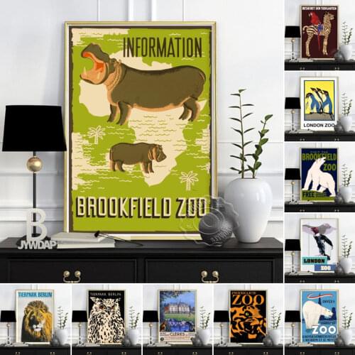 Tierpark Berlin London Brookfield World City Zoo Posters and Prints Animal Lion Bear Wall Art Pictures Kids Room Bedroom Decor