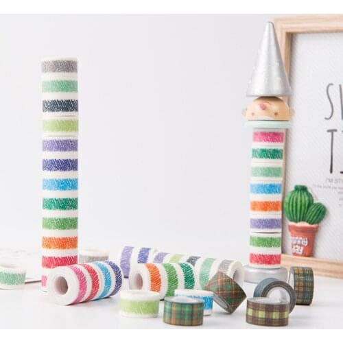 Kawaii Candy Color Washi Masking Tape Set Stickers Scrapbooking Diy Journal Diary Crayon Decorative Sticker Stationery 12MM