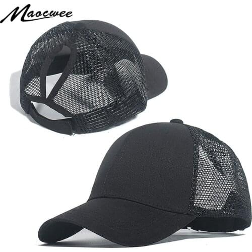 Spring and summer new ponytail baseball cap female adjustable black pink net cap hip hop boy girl casual cap