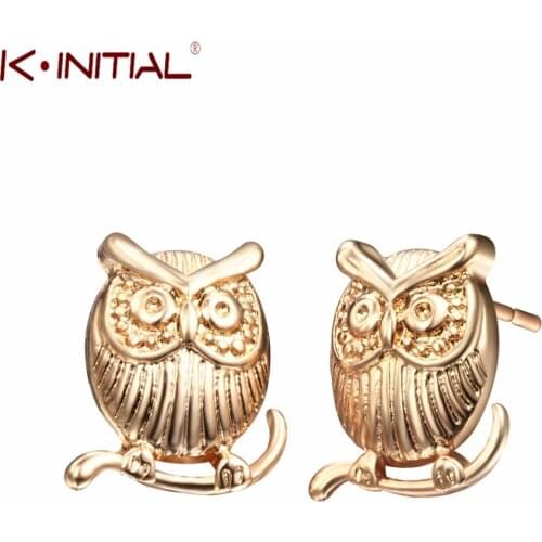 Kinitial Womens Owl Earrings Charm Jewelry Fashion Tiny Owl on Branch Stud Earrings Gift for School Girls Kids Lady Gift
