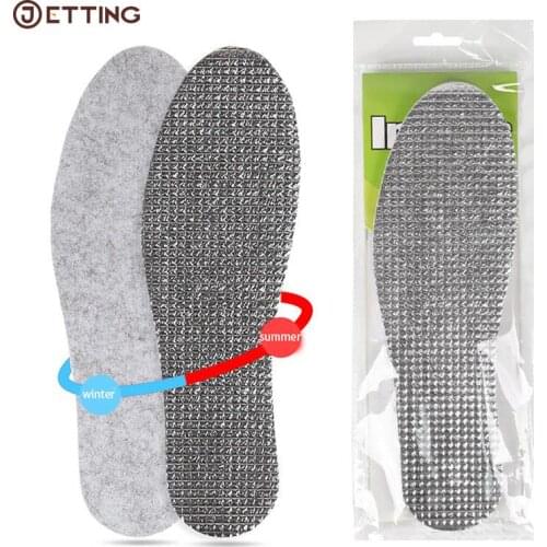 ComfortableFelt Aluminum Foil Insoles For Winter Warm Deodorant Insert For Men Women Sole Summer Cool Waterproof Wool Shoe Pads