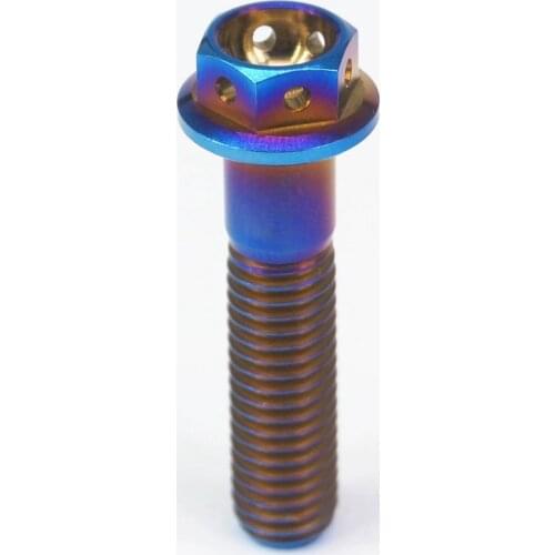 LOT 4 M8x1.25x35mm Burn Blue GR5 Titanium Motorcycle Flange Screw Bolts Hex Concave Head Hollow