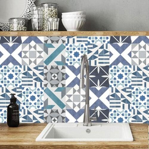 Morocco DIY Mosaic Wall Tiles Stickers Waist Line Wall Sticker Kitchen Toilet Adhesive Bathroom DIY Wall Art Mural