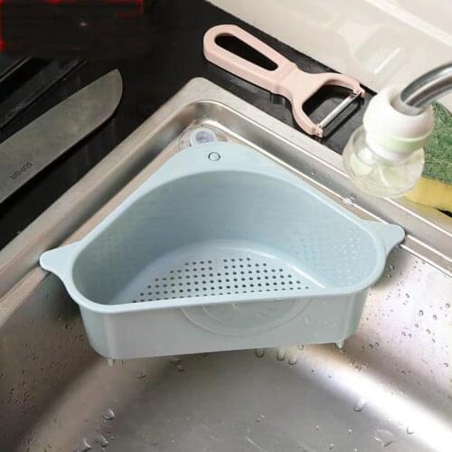 Drain Garbage Basket Kitchen Sink Peel Sponge Vegetable Box Rag Storage Suction Cup Pool Hanging Triangle Basket