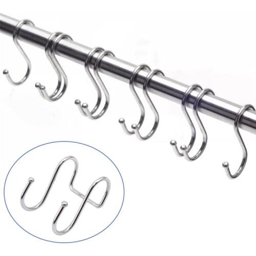 Stainless Steel Double S Shape Storage Hook for Bathroom Kitchen Wall And Door Organizer Accessories Purse Hooks For Hanging