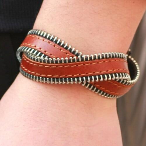 CIBOCIBO New Bracelet Men Luxury Leather Zipper Punk Bracelet Classic Braided For Men Fashion Men Gifts Pulseras Mujer Moda 2021