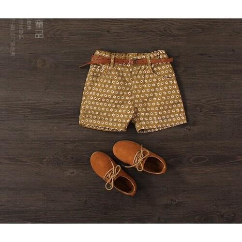 New Arrival Baby Girls Summer Floral Shorts Girls Fashion Shorts Kids Cotton Flowers-print Short Pants With Belt