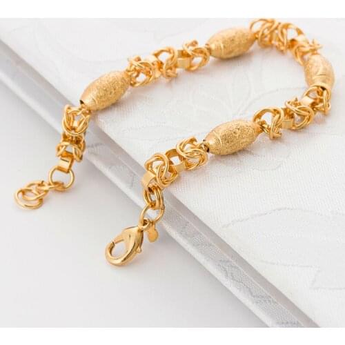Popular Hot Sale Mens Olive Bead Twisted Bracelet Plated Fill Gold bracelet wedding jewelry