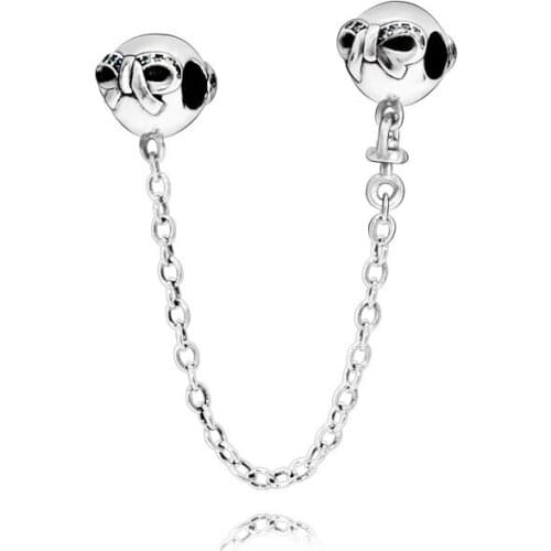 SALE! 925 Sterling Silver Beads Fit Original Pandora Bracelets With Butterfly Safty Chain Women DIY Fashion Jewelry Gift