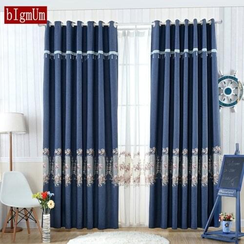Flower Embroidered Chinese Luxury Curtains Bedroom Cotton Polyester Tulle Sheer Curtains For Living Room kitchen Home Textile