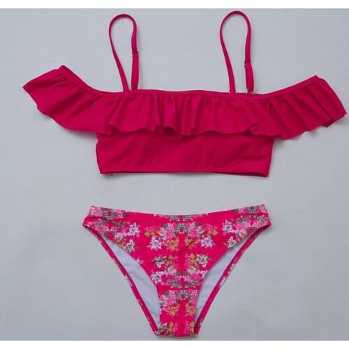 Sexy Bikini Set 2018 Hot Sale Off Shoulder Swim Wear Women Ruffled Bathing Suit Female Low Waist Swimsuit Woman Print Swimwear