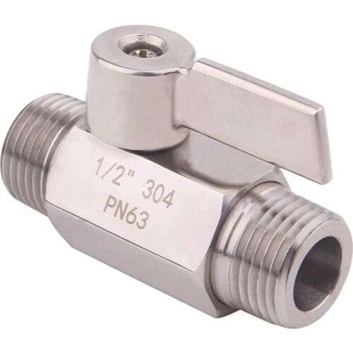 Stainless Ball Valve 1/2 Inch NPT Thread Male Small Mini Ball Valve Water Flow Regulator Head Control Valve