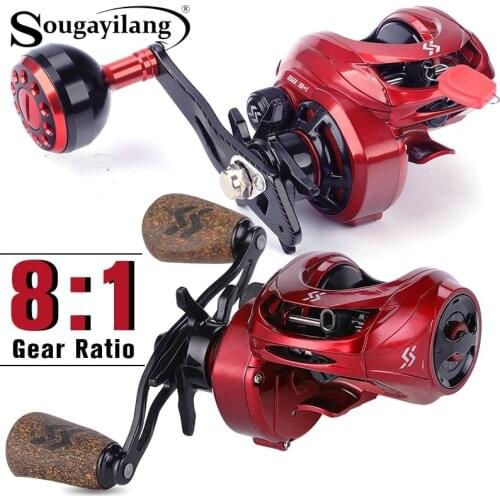 Sougayilang Baitcasting Fishing Reel 8:1 Gear Ratio High Speed Fishing Wheel with Metal Carbon Fiber Fishing Handle Accessorier