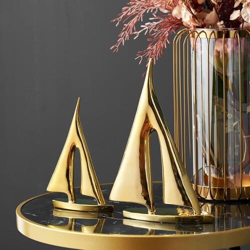 Home Decoration Accessories Modern Golden Sailboat Ornaments Office Desk Accessories Living Room Decoration Nordic Home Decor