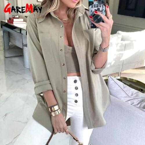 2021 Fall New Womens Shirt Fashion Elegant Solid Color Lapel Long Sleeve Button Up Women Shirts Casual Blouses Autumn Woman Top