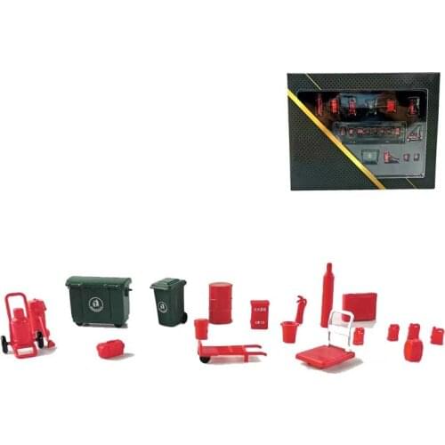 1/64 Trash Extinguisher Fire Fighting Equipment Model Set Car Scene diecast alloy Vehicle Model Toys metal car toys Parts Gifts