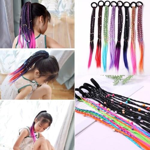 1pc Simple Kid Elastic Hair Band Rubber Band Hair Accessories Colorful Kids Wig Headband Girls Twist Braid Headdress Child Gift