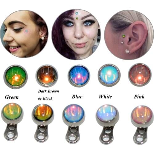 1Pc G23 Titanium Flash Film Glitter Micro Dermal Anchor Skin Diver Surface Piercing With Base Body Jewelry