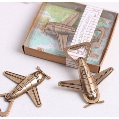100sets/LOT NEW ARRIVAL High Quality Let the Adventure Begin Antique Airplane Bottle Opener Wedding Favors FREE SHIPPING