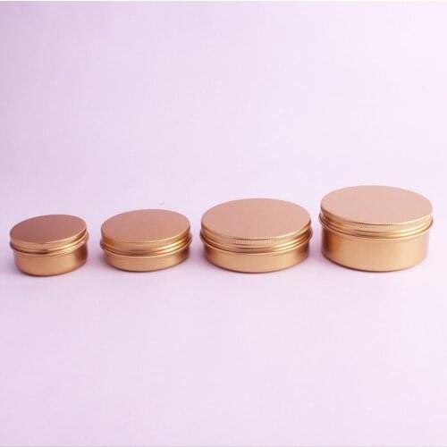 100pcs 50g 60g 100g Empty Gold Aluminum Container Cosmetics Cream Ointment Solid Perfume Metal Can Jar Tea Pot NO341