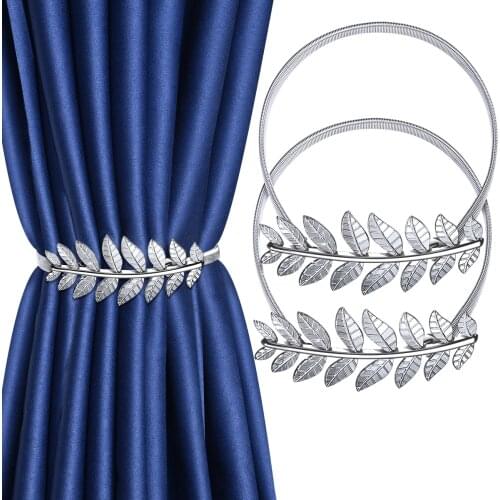2 Pack Adjustable Curtain Tiebacks Buckle Rope Curtain Straps Clip Hook Decorative Holdbacks Leaf Metal Home Decor Accessoires