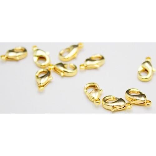 10pcs Wholesale,10MM 24K Gold Color Plated Brass Lobster Clasps Connect Clasps High Quality Jewelry Making Supplies