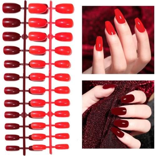 24Pcs/Sheet Candy Color False Nail Tips Full Cover Matte Acrylic Ballerina Fake Nails Tip DIY Beauty Manicure Extension Tools