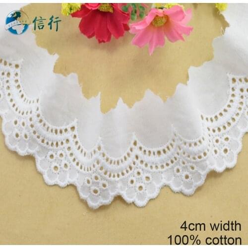 4cm Width 100% Cotton Embroid Lace Sewing Ribbon Guipure Trim African Lace Fabric Warp Knitting DIY Garment Accessories #3169