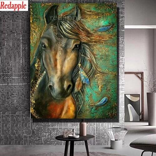 5d diy diamond painting feather horse animal full square round drill crystal mosaic 3D new arrival diamond embroidery kits decor